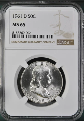 1961-D 50C  Franklin Half Dollar NGC MS65  8158269-002