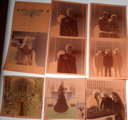 #43 Lot 99 Vtg COLOR Snapshot Photo NEGATIVES Family WEDDING Party Ceremony - Picture 7 of 17