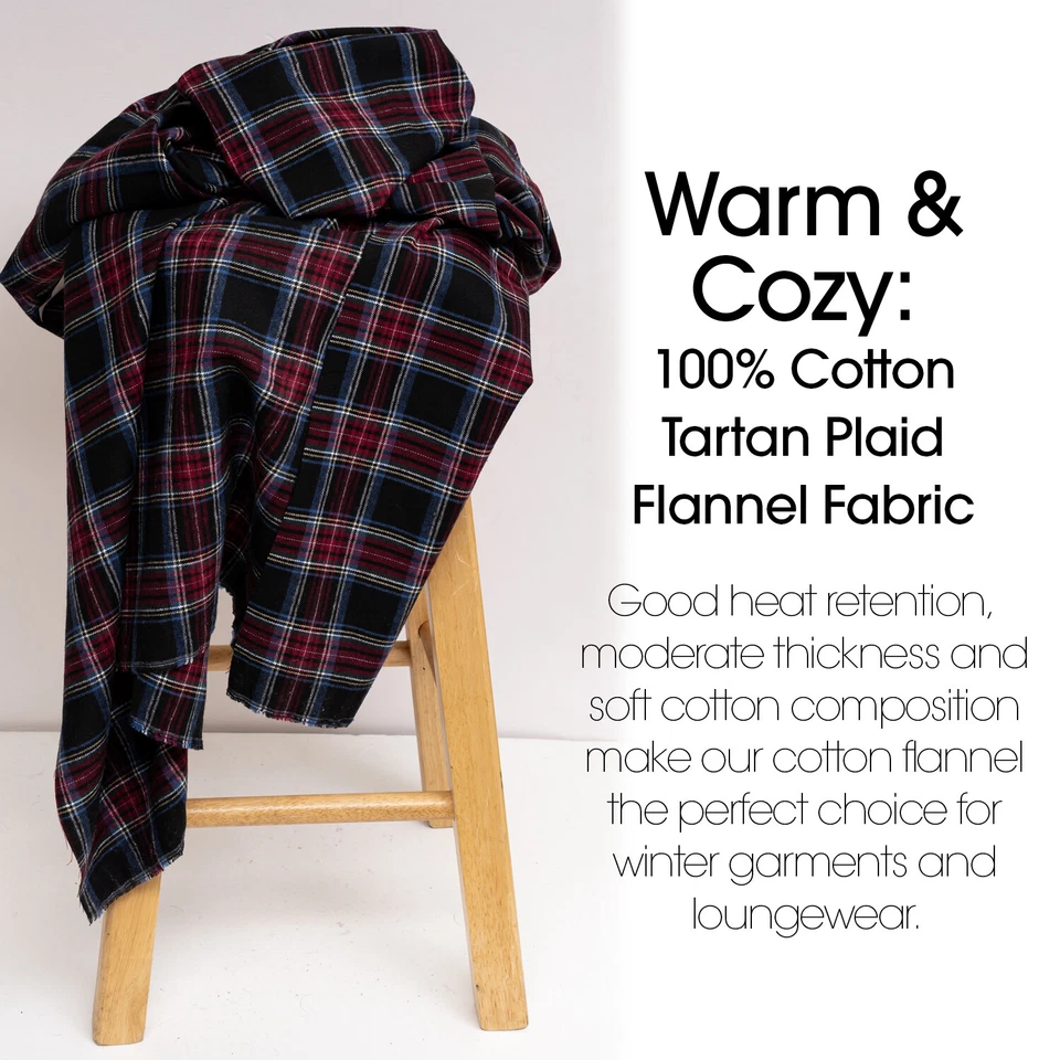 Tela de franela de algodón a cuadros tartán rojo - 60" de ancho - Se vende por yarda y perno Foto 4 de 4