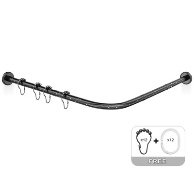 Misounda L Shaped Shower Curtain Rod No Drilling Extendable Acc...