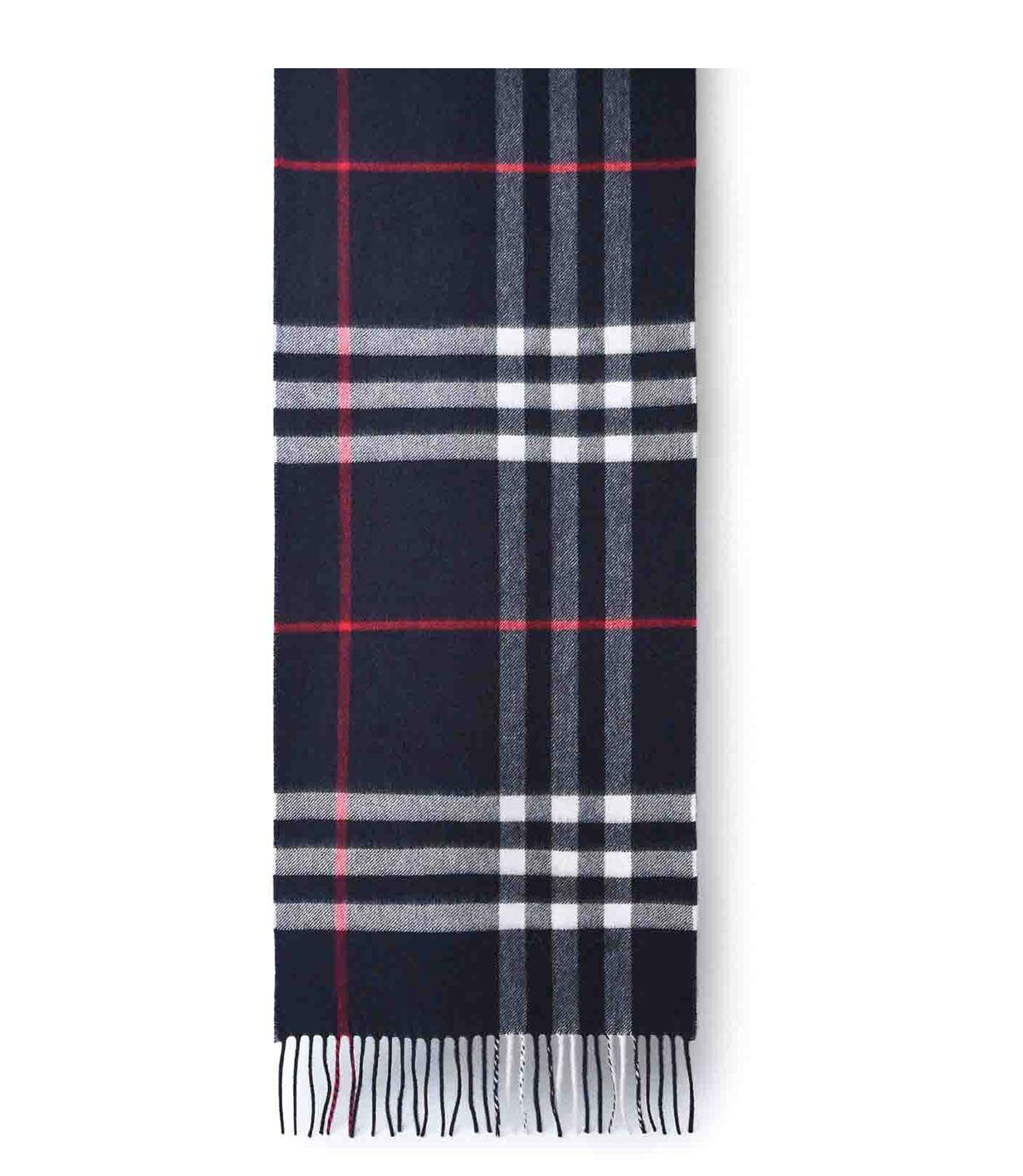 Burberry Navy Giant Check 100% Cashmere Scarf Made in Scotland