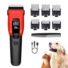 Dog Clippers Low Noise Pet Grooming Kit Quiet Rechargeable Cordless Cat Hair,Red