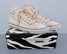 Men's VTG NOS 80s Beige Zebra Sneakers Converse Style Shoes Sz 8.5 80s