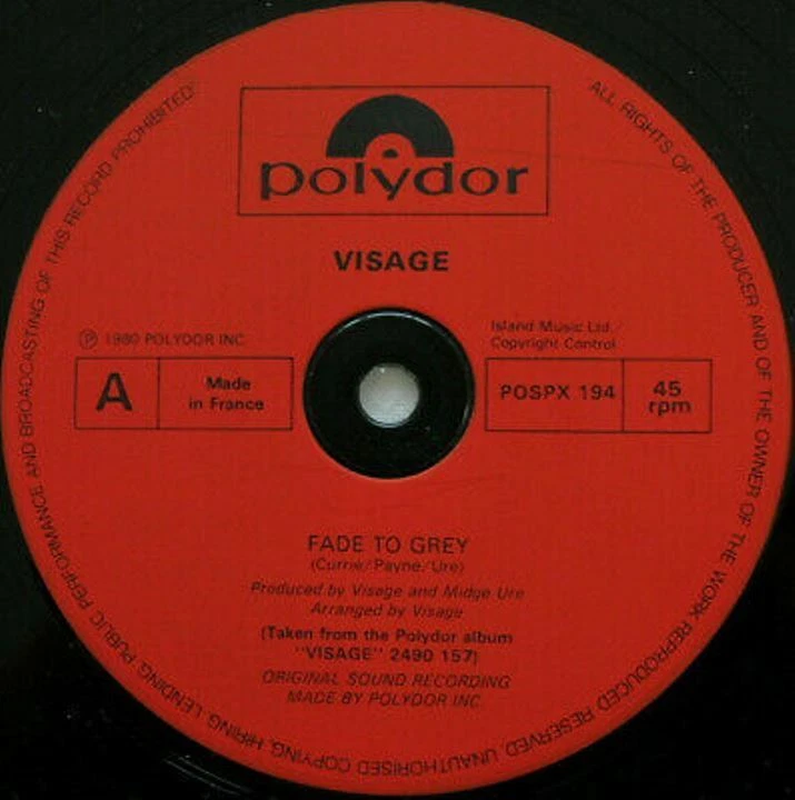 Visage Fade To Grey UK 1980 Polydor 12" VINYL NM - Image 2 of 2