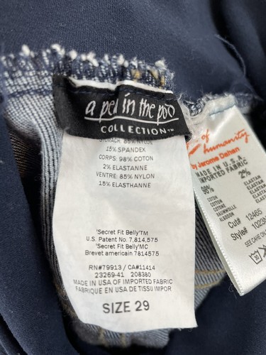 A Pea In The Pod Sz 29 Maternity Jeans Blue Stretch Denim Dark Wash Straight - Picture 7 of 9