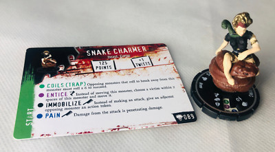 HorrorClix Snake Charmer #089 Silber seltene Figur Modell Vintage Horror Clix