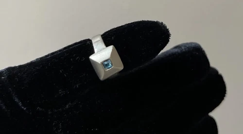 Beautiful Antique 1920s European 835 Silver Blue Topaz Designer Ring SZ 5 3/4 *2