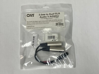 New In Bag QVS 3.5mm to Dual XLR Audio Y Adapter