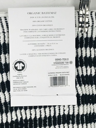 Ugg Katerina Bath Rug 100% Organic Cotton Black/White 20”x32” NWT - Picture 8 of 9