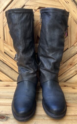 AS 98 Airstep italian Zipper Boho Distressed Biker Black Boots Sz EU 37/US 6.5-7 - Picture 12 of 12