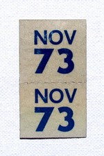 Connecticut NOVEMBER 1973 Unused License Plate Sticker Pair 73
