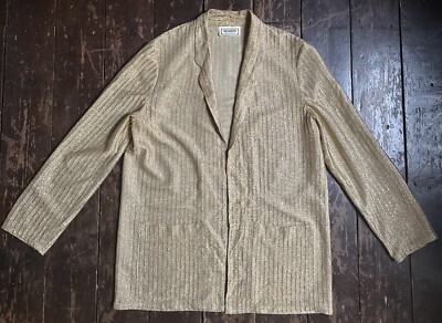 Vintage 70er PRET-A-PORTER Gold Lurex leichte STUDIO 54 glitzernde Jacke 8 10 12