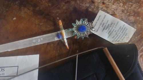 Vintage Selenite & Lapis Wand/Sword & Divining Rods wicca Spiritualist ...