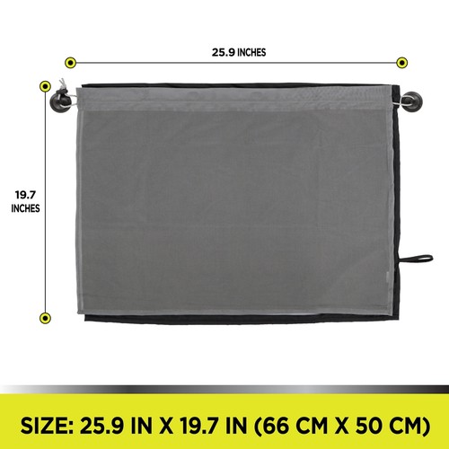 Universal Side Window Suction Cups Grey Curtain Sun Shade 2 Counts 26" x 19.68" - Picture 3 of 8