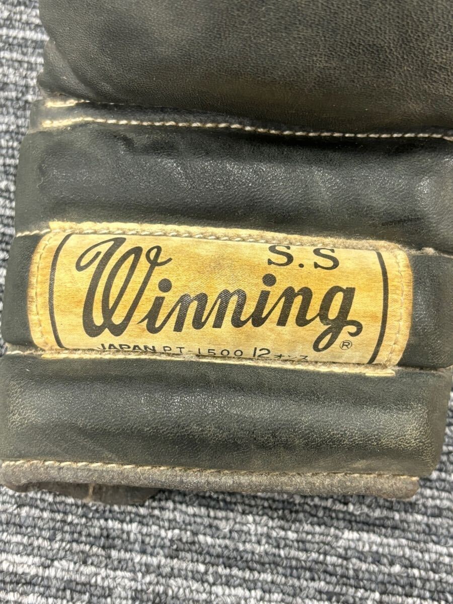 Winning Vintage Initial Old Logo Boxing Gloves 12 oz Black Lace-up
