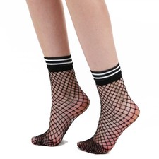 Schompi Kurze Netz-Socken Fishnetz Netzsöckchen College Sneaker Socks Streifen