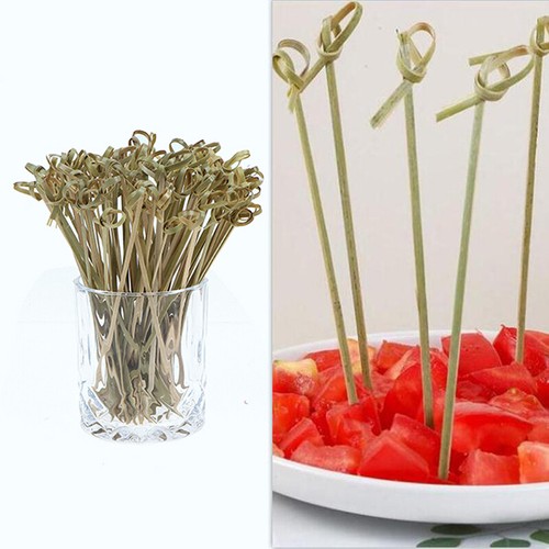 100pcs Bamboo Knot Skewers Cocktail Picks for Cocktail Party Snacks SandwichesQF - Picture 2 of 10