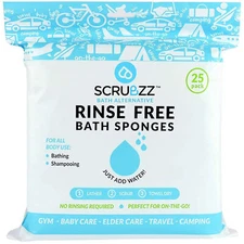 Scrubzz Disposable No Rinse Bathing Wipes - 25 Pack - All-In-1 Single Use Shower