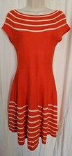 Kate Spade Amalia Knit Sweater Dress Orange Ivory Stripes Small