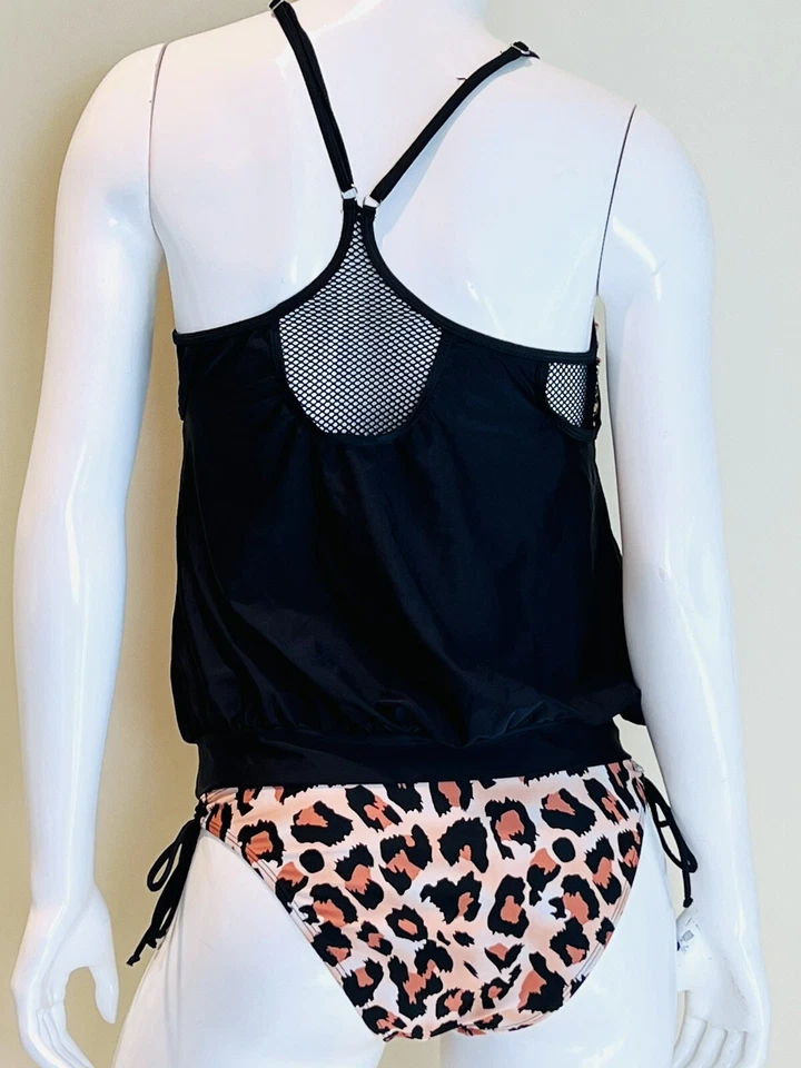 Women's 2 Piece Swimsuit  Size M Tankini Bikini  Leopard - Image 2 of 4