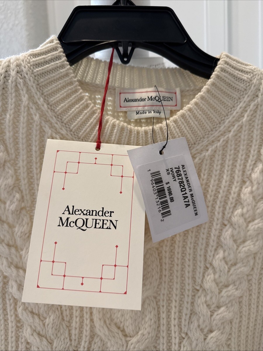 トップス 2010's Alexander McQueen Cable Knitting Alexander McQueen Skull Cable Knit Sweater, $1,085