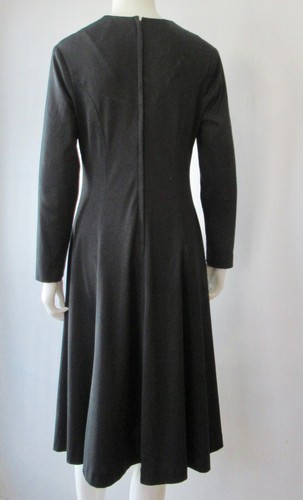 Vintage 70s Crinkle Broomstick Layered Bodice Black Secretary Day Dress S - Picture 3 of 5