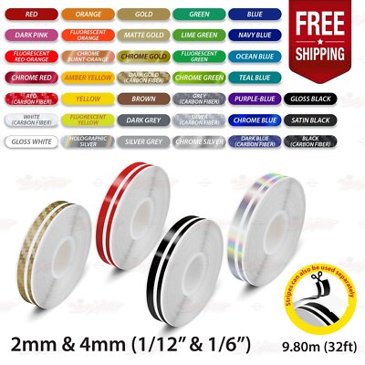 1/2'' 12mm Twin Lines Roll PIN STRIPE Car Trim Body Line TAPE Decal Vinyl Sticker