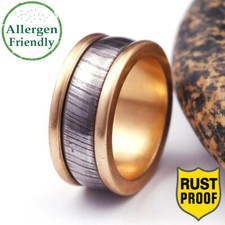 Customized Damascus Steel Brass Sleeve Handmade Men Engagement Ring Wedding Band