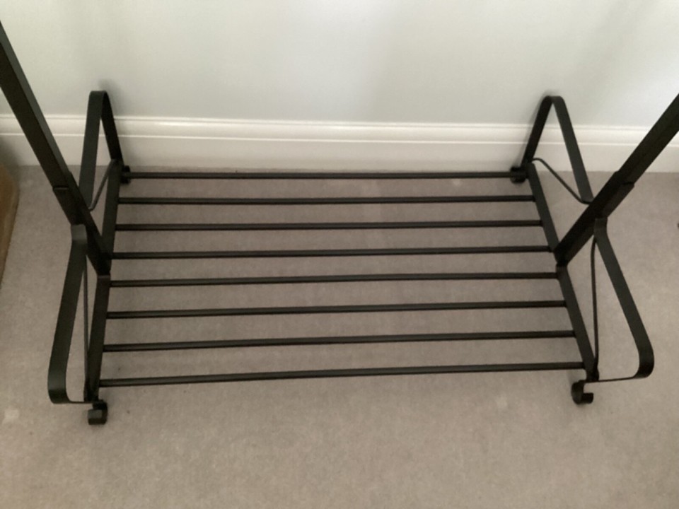 Heavy Duty Black Clothes Rail With Shoe Rack. VGC. eBay