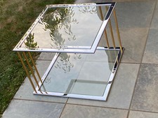 Vintage Designer Chrom/Gold Glastisch v.Bach - Beistelltisch - Möbel Couchtisch 