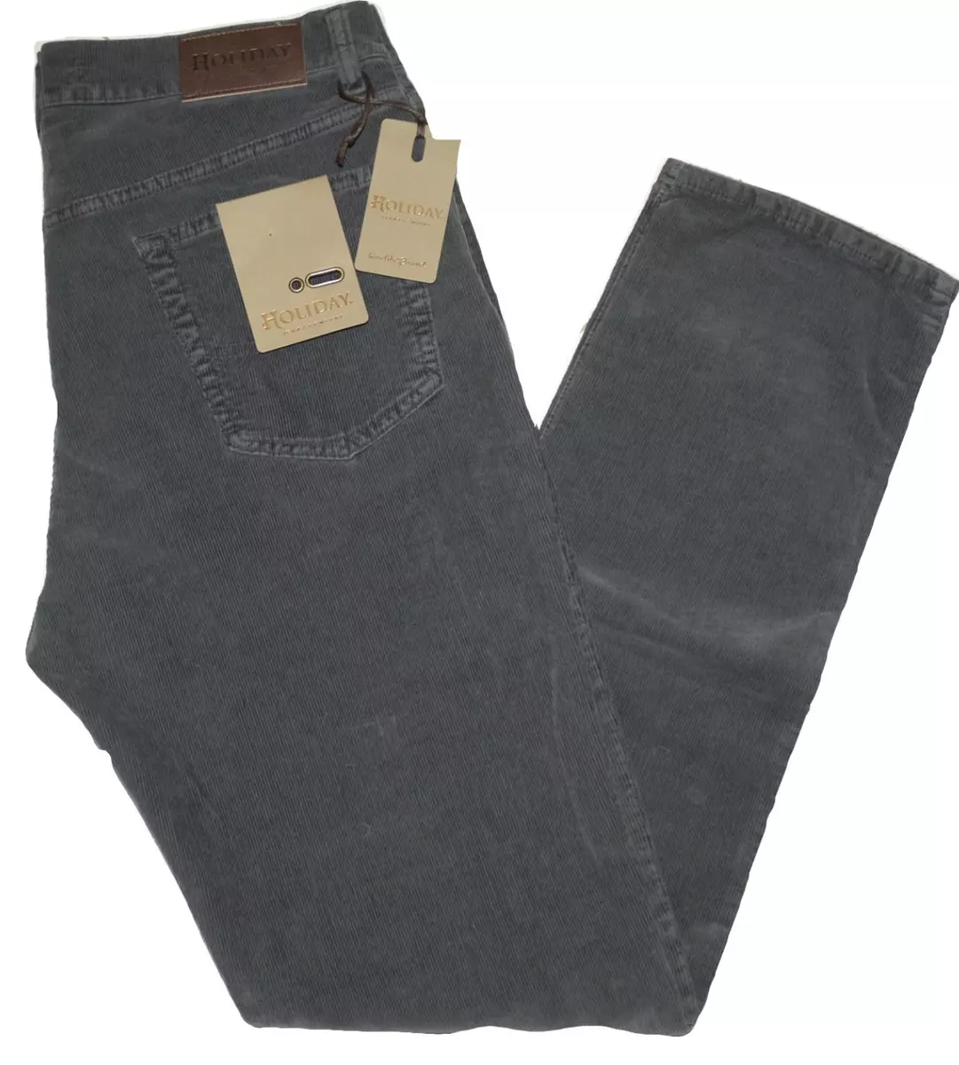 Pantalone uomo HOLIDAY velluto strech mille righe 46 48 50 52 54 56 58 60 grigio