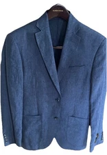 Nordstrom Suit Separates Trim Fit Blue  Linen Sport Coat /Jacket 40 Regular