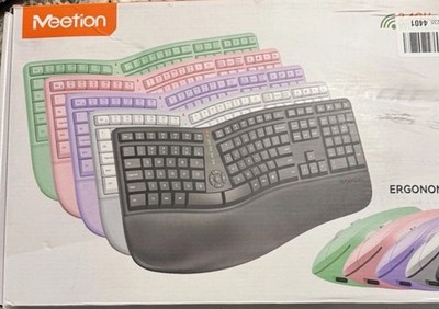  MEETION Ergonomic Wireless Keyboard Combo  Keyboard, Mouse, And Mouse Pad 
