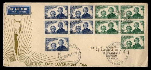 DR WHO 1944 NEW ZEALAND FDC HEALTH STAMP SEMI POST BLOCK COMBO M72191