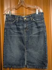 GAP Vintage Distressed Slit Denim Jean Skirt Size 10 Casual Y2K Midi