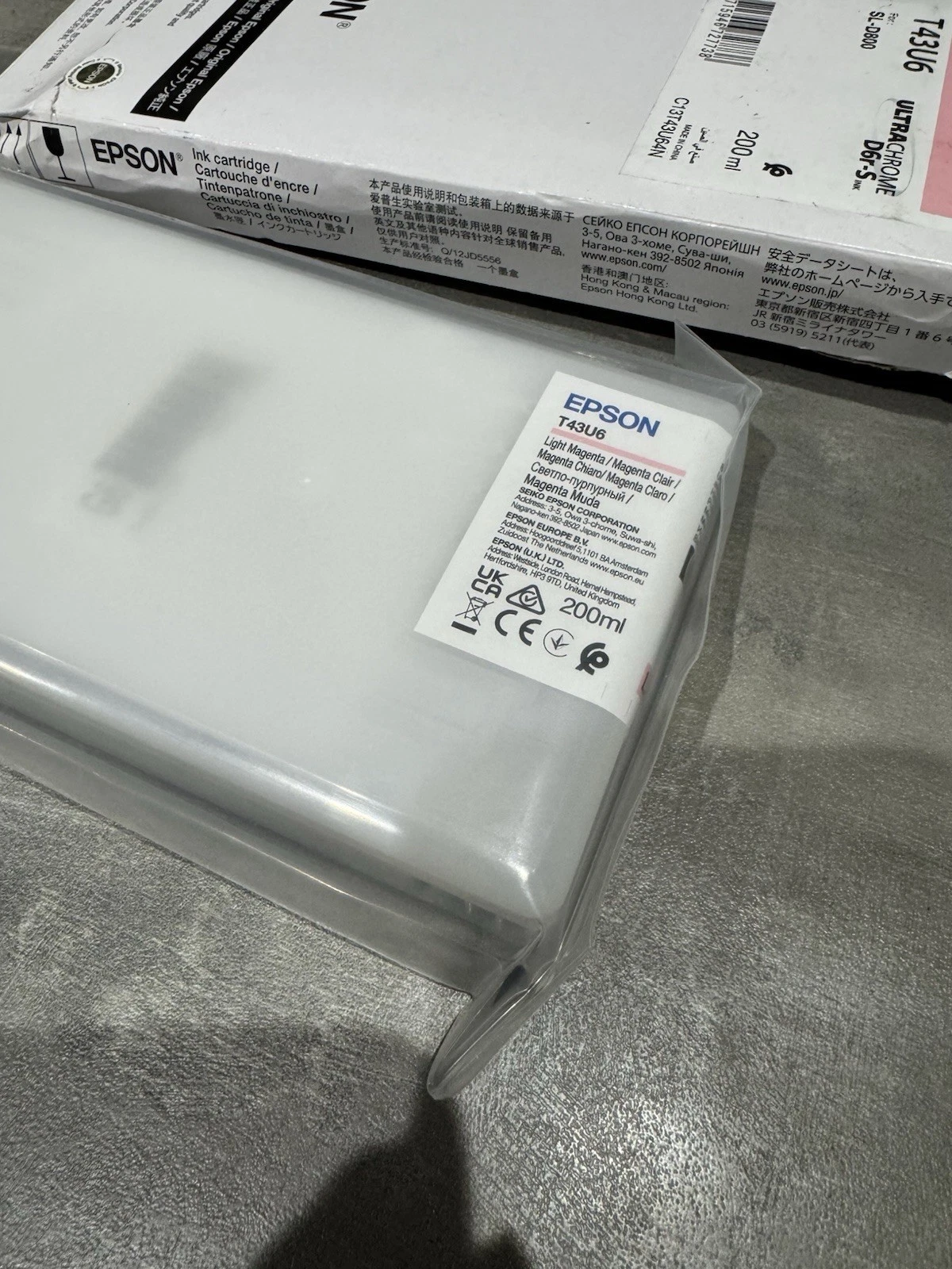 Genuine Epson T43U6 Light Magenta SL-D800 Ultrachrome 200ml EXP 2028 Brand New 4