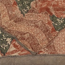 Sanskriti Vintage Sarees Orange Pure Georgette Silk Print Sari 5 Yd Craft Fabric