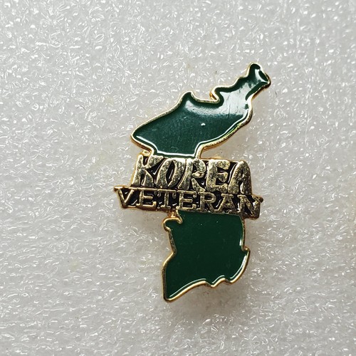 Korea Veteran Lapel Pin Enamel Gold Tone Military Commemorative Double Post