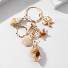 Elegant Shell Keychain Conch Star Pendant Keyring Sea Inspired Jewelry