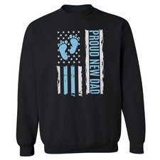 Proud New Dad Baby Boy Usa Flag - New Dad Gift Unisex Crewneck Sweatshirt