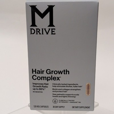 M Drive Hair Growth Complex 120 Veg Capsules Biotin Saw Palmetto Expire 09/2027