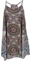 Boho Dashiki Minikleid, TräGerkleid, Strandkleid, Tank Top - Taubenblau