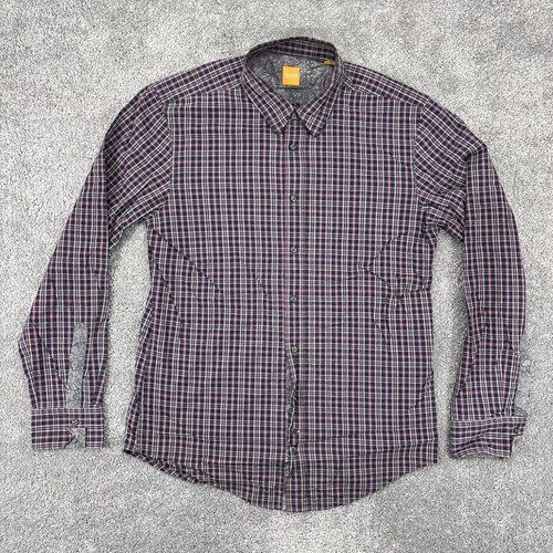 Boss Hugo Boss Shirt Mens Large Purple Plaid Paisley Button Up Orange Label - Picture 2 of 10