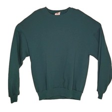 Vintage 90s Jerzees Sweatshirt Size XL Green Blank Fleece Pullover Made In USA