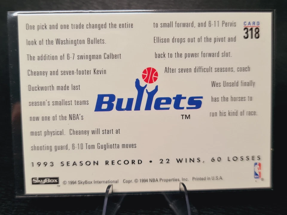 Calbert Cheaney Kevin Duckworth CF #318 1993-94 Premium Changing Faces M0109A - Image 2 of 2