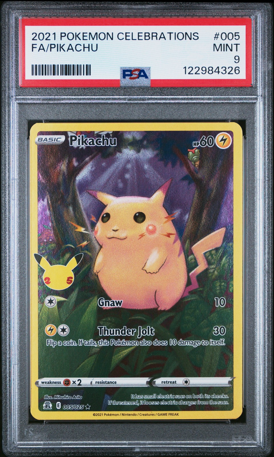 2021 POKEMON CELEBRATIONS #005 FULL ART/PIKACHU PSA 9