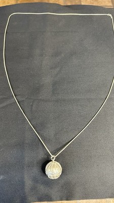 Sterling Silber 925 Runde Harmonie Kugel Anhänger Halskette 34'' VINTAGE