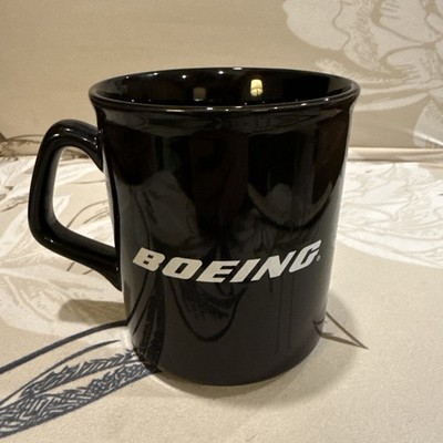 Boeing Black Coffee Mug with White Logo Two Sided NICE!!!