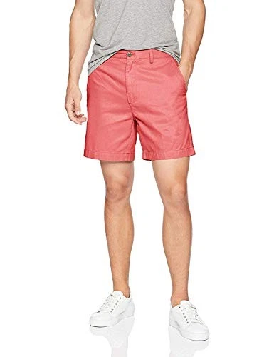 AMAZON ESSENTIALS MEN'S SLIM-FIT 7" CHINO SHORT MEN, SIZE 32, RASPBERRY RED