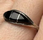Vintage 925 Sterling Silver Black Onyx Channel Inlay Band Ring Sz 8 RK